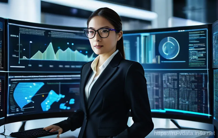 빅데이터 분석가 면접에서 자주 나오는 질문 - **Prompt:** A highly skilled female data analyst, mid-30s, dressed in a sleek, modern business suit,...