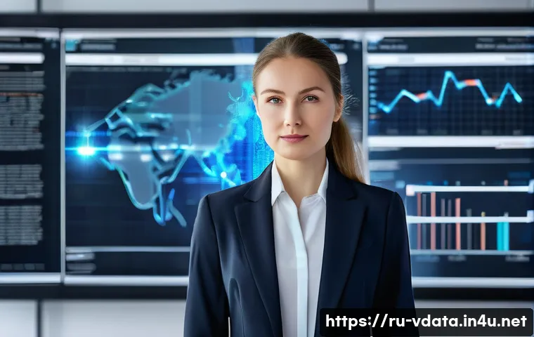 빅데이터 분석가를 위한 학위 과정 리뷰 - **Prompt:** "A dynamic and sophisticated image of a female Russian Big Data professional, approximat...